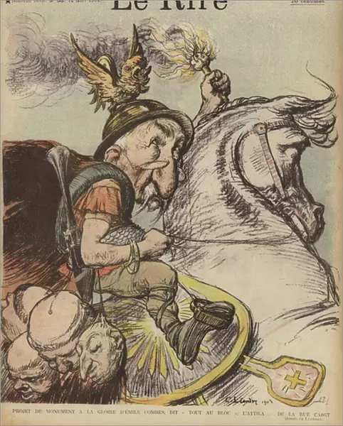 Caricature of French Prime Minister Emile Combes as Attila the Hun. Illustration for Le Rire (colour litho)