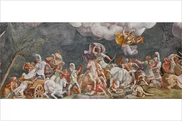 A Battle, detail, The Trojan Horse, Chamber of Troy (Sala di Troia), 1538 -1539