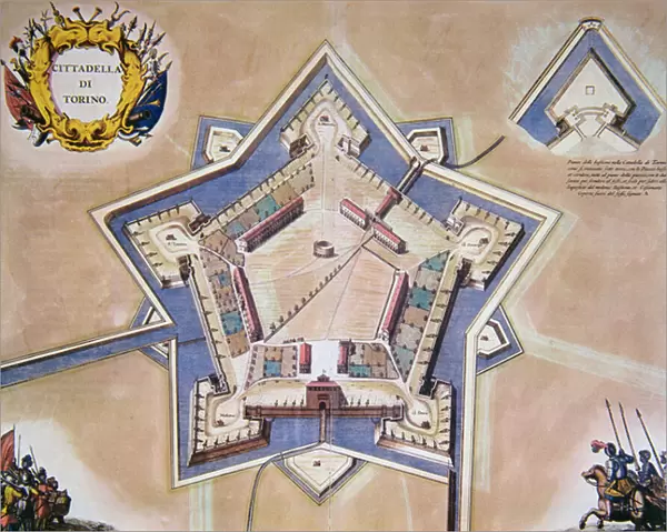 Plan of the Citadel of Turin in 1664 (colour litho)