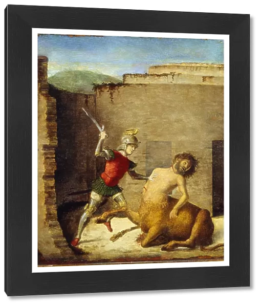 Thesee terrassant le Minotaure (centaure) - Theseus Slaying Minotaur - Cima da Conegliano, Giovanni Battista (ca. 1459-1517) - 1505 - Oil on wood - 87, 4x73, 5 - Museo Poldi Pezzoli, Milan