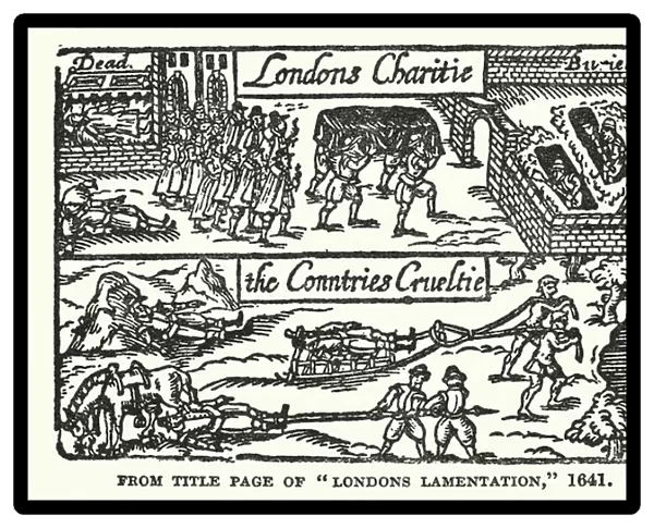 Outbreak of the plague in London, 1641 (woodcut)