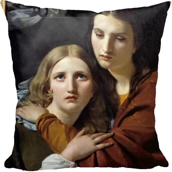 Holy women meditating with objects of passion. Devotion scene of two young women. Painting by Joseph Navez (1787-1869) 19th century Sun. 0, 64x0, 54 m Paris musee du Louvre