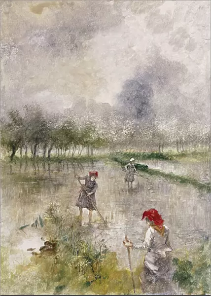 Woman in the Rice Fields (monotype printed in colours, heightened with crayon)