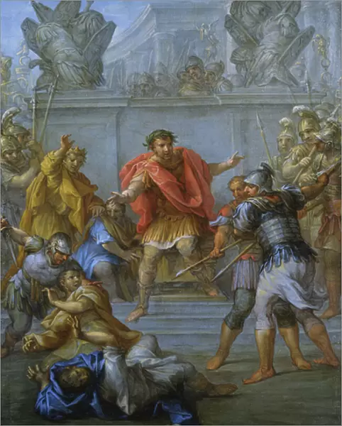 Emperor Claudius preventing the killing of his attackers (oil on canvas)
