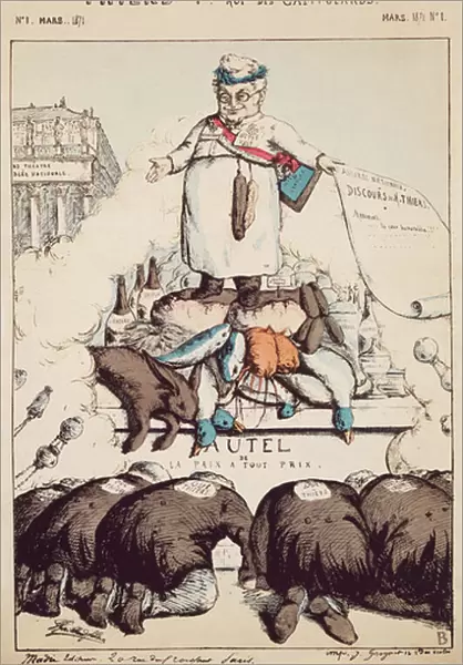Thiers I, Roi des Capitulards, L Actualite, March 1871 (engraving)