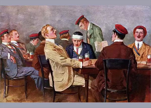 Burschenschaften - Drinking beer and singing, c. 1900 (illustration)