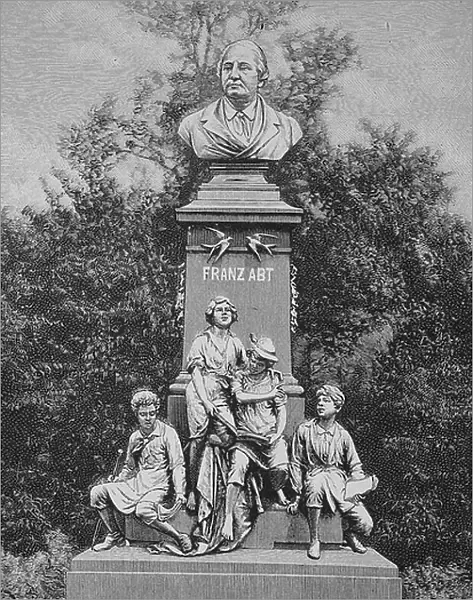 The Franz Abbot Monument in Brunswick, Historical, digitally restored reproduction of an original from the 19th century
