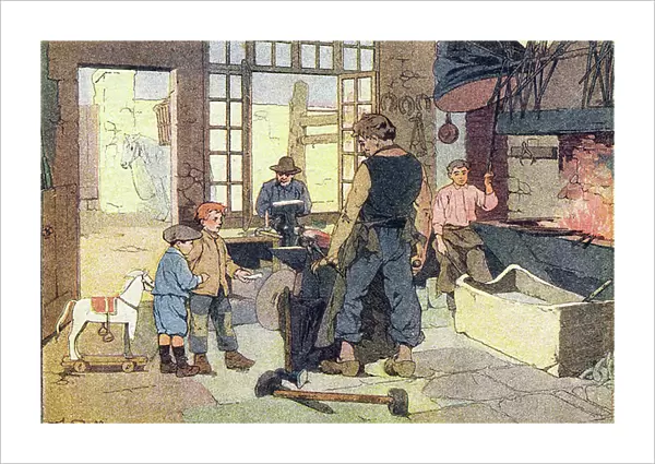 The blacksmith, in Imagier de l'enfance, c. 1900 (engraving)