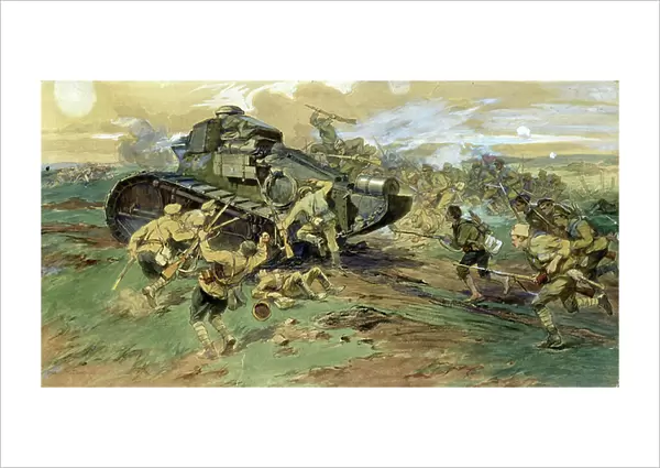 La prise d'un tank en Crimee (The Capture of a Tank in the Crimea). Scene de bataille durant la guerre civile russe (1917-1923), opposant l'armee blanche aux gardes rouges