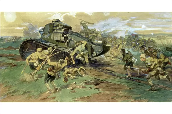 La prise d'un tank en Crimee (The Capture of a Tank in the Crimea). Scene de bataille durant la guerre civile russe (1917-1923), opposant l'armee blanche aux gardes rouges