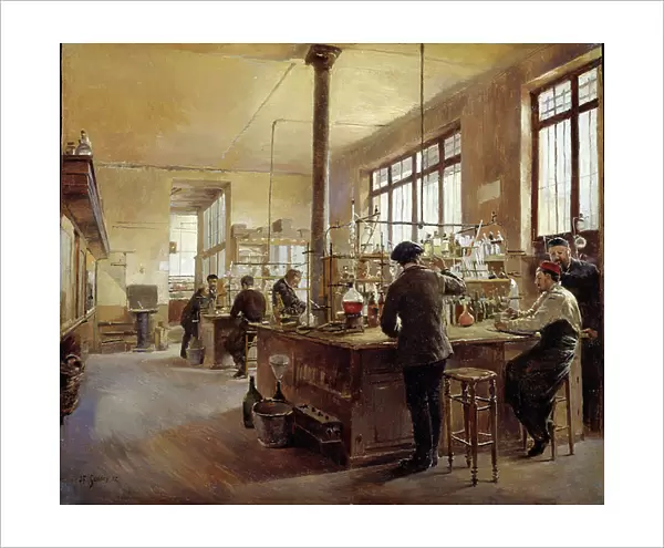 The municipal laboratory has the police prefecture boulevard du palace. Painting by Ferdinand Joseph Gueldry (1858-1945), 1887. Oil on wood. Dim: 0, 24 x 0, 28m. Paris, Musee Carnavalet