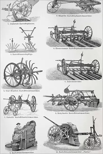 Agriculture, various machines for the cultivation and harvesting of potatoes