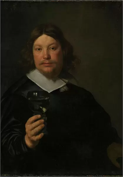 Man holding a Glass of Wine (oil on canvas)