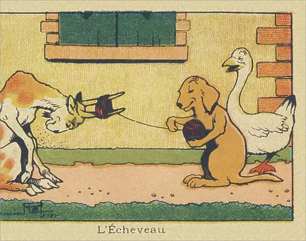 The goat lends its horns to unroll the yarn. ' L'Echeveau', 1936 (illustration)