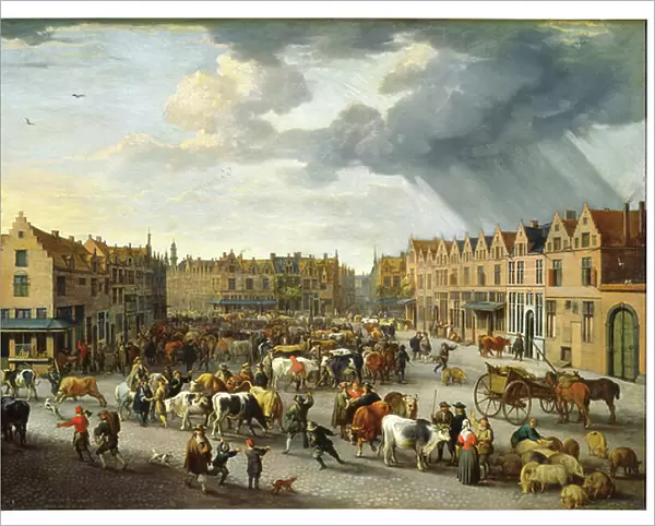 The Old Ox Market in Antwerp (oil on canvas)