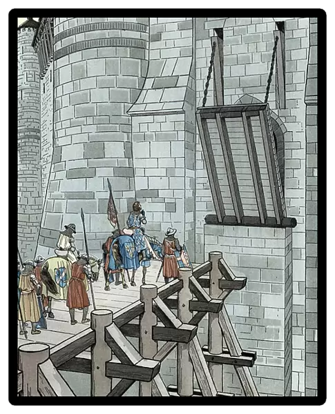 Hundred Years War: Philippe VI of Valois asks for asylum at the Chateau de Broye (1346), 1896 (illustration)