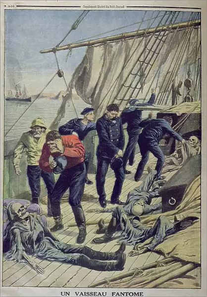 The Phantom Ship The Marlborough discovered near Cape Horn, from Le Petit Journal, 19th October 1913 (colour litho)