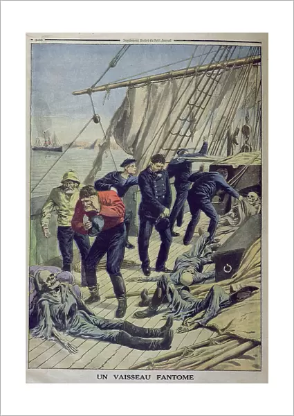 The Phantom Ship The Marlborough discovered near Cape Horn, from Le Petit Journal, 19th October 1913 (colour litho)