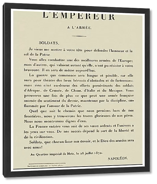 Proclamation by Napoleon III of France