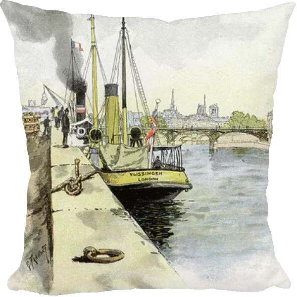 English boats near the bridge of the Saints-Peres or Carrousel, Paris Drawing by Gustave Fraipont (1849-1923) from Saint-Juirs, 1890 Private collection
