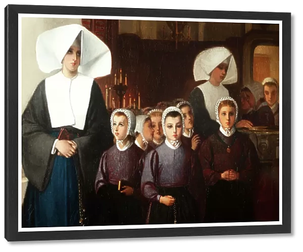 Painting. Signed and dated: Constant Meunier 1864. The orphans. Oil on canvas. Detail