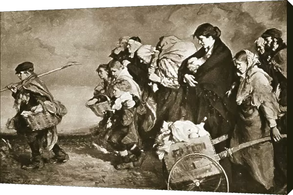Homeless, the flight from the German hordes, from The Illustrated War News (litho)