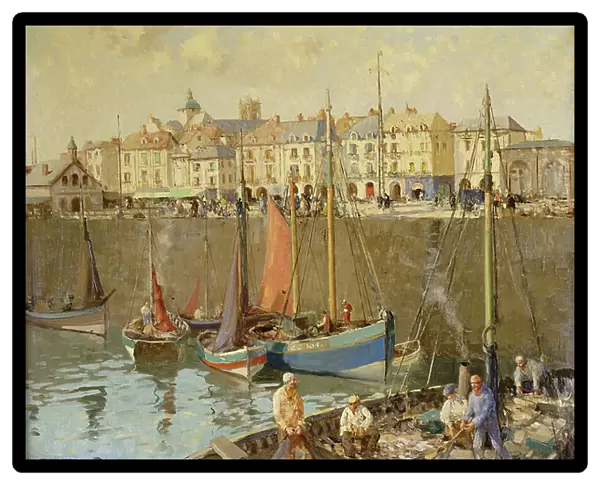 The Quai, Dieppe, (oil on canvas)