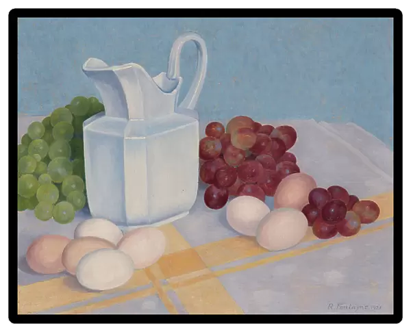 Pitcher, grapes and eggs, 1921 (oil on panel)