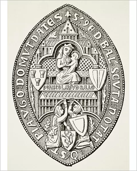 Seal of Balliol College founded 1269 Oxford, from Science and Literature in The Middle Ages by Paul Lacroix pub. London 1878