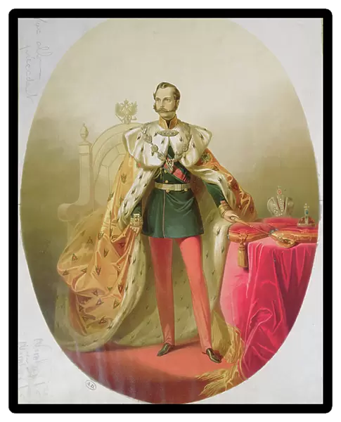 Portrait of Tsar Nicholas I of Russia, 1826 (colour engraving)
