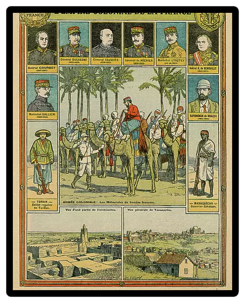 The French colonial empire, late 19th - early 20th Century (colour litho)