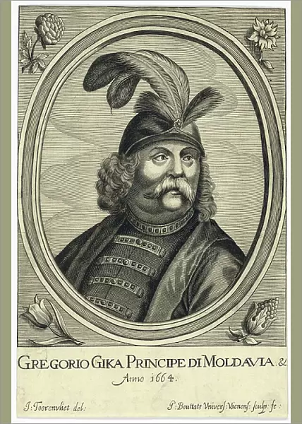 Grigore I Ghica (Ghika) (1628-1675), Prince of Wallachia par Bouttats, Gerard (ca. 1630-after 1668). Copper engraving, ca 1664, Private Collection