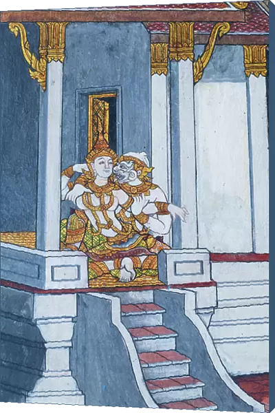 Mural depicting scenes from the Ramayana at Wat Phra Kaeo, the Royal Grand Palace, Bangkok, Thailand