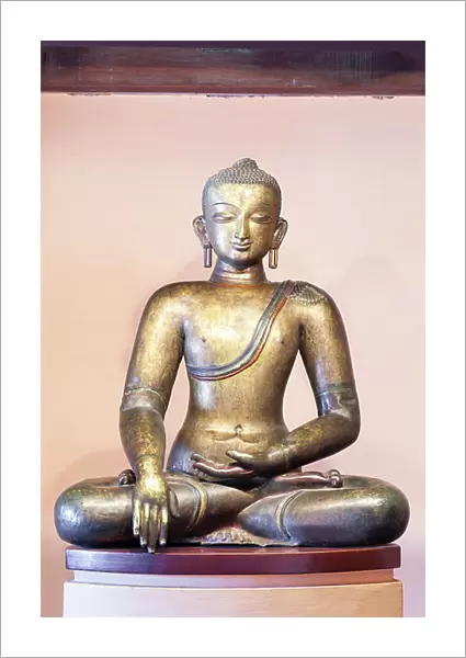 Shakyamuni Buddha, Nepal (copper, gilt and paint)