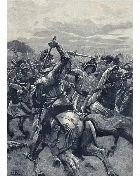 Battle of Bosworth Field, 22 August 1485, Wars of the Roses (litho)