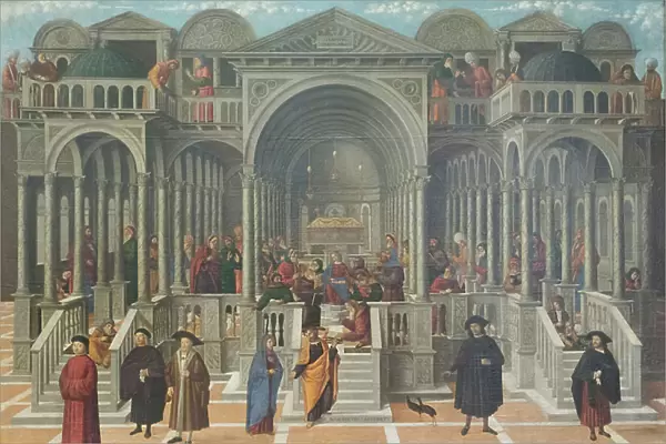 The dispute in the temple of Jesus among the doctors, 1490-1500, (tempera on canvas)