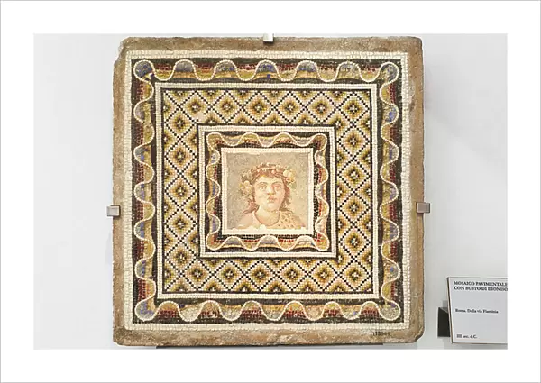 Floor mosaic with the image of Dionysius in the centre, third century AD, national museum of Rome (museo nazionale romano), Rome, Italy