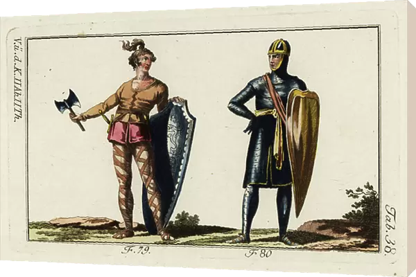 Frankish chief and soldier, 8th century. 1796 (engraving)