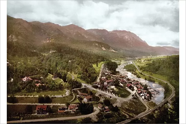 View of Sinaia, town of Prahova district in Romania in the Prahova Valley. Photochrome sd. around 1900