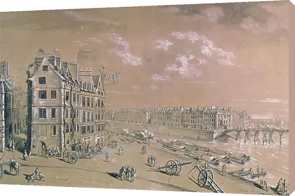 The Ile Saint-Louis and the corn docks from the Place de Greve, c. 1757 (w / c and gouache) (see also 86033)