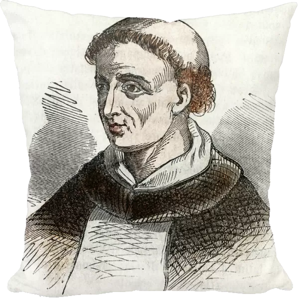 Portrait of Saint Dominica of Guzman (1170-1221), founder of the Dominican Order (Saint Dominic) Drawing from 'Misteri del Vaticano' by Franco Mistrali, 1866