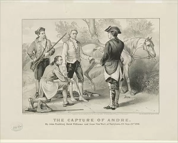 The capture of Andre by John Paulding at Tarrytown, NY c. 1876 (engraving)