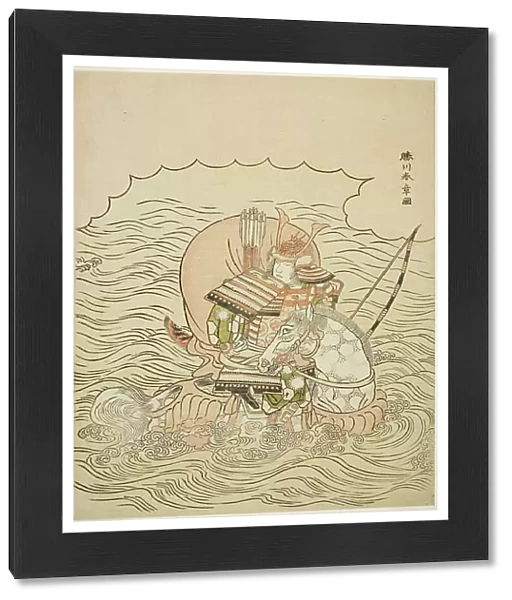 Taira no Atsumori Riding a Horse into the Sea, c. 1770 (colour woodblock print; chuban)