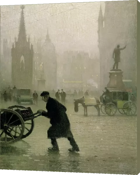 Albert Square, Manchester, 1910 (oil on jute)