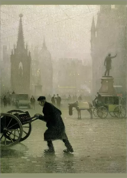 Albert Square, Manchester, 1910 (oil on jute)