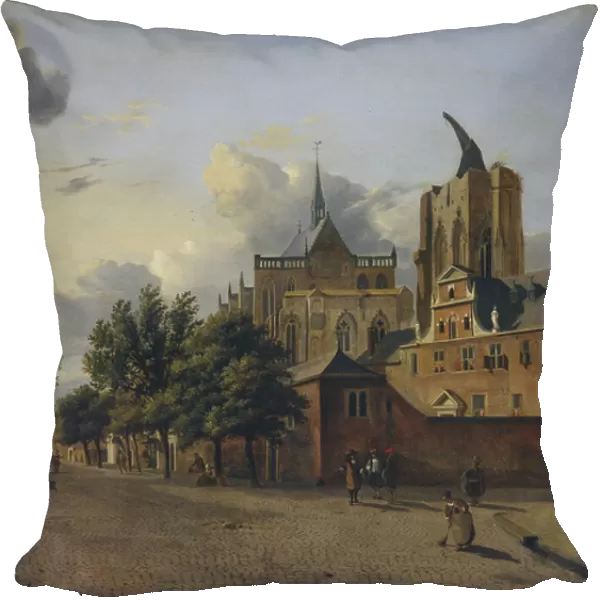 A street in Cologne with the unfinished cathedral in the centre, 1684 (oil on panel)