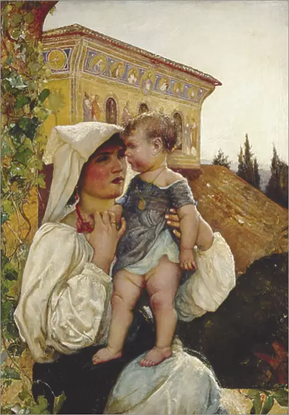 An Italian Mother and Child, 1886 (oil on canvas)