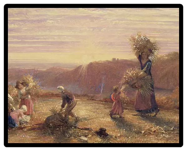 Sunset over the Gleaning Fields, 1855 (pencil, w / c & bodycolour on paper)