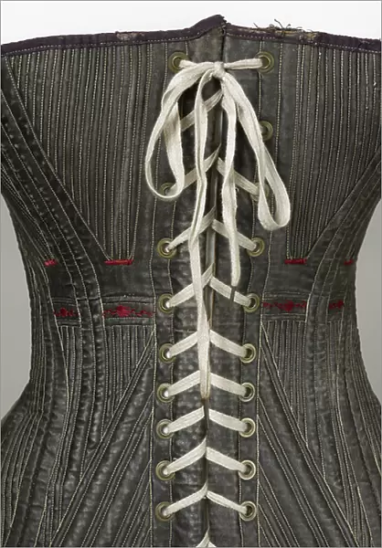 Corset (view J), 1840-50 (cotton, metal, leather & satin)