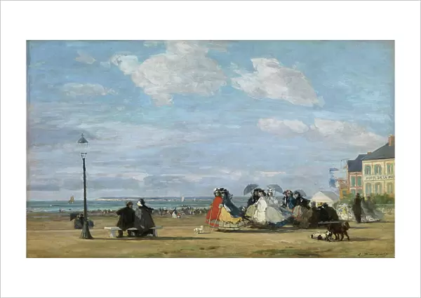 Empress Eugenie (1826-1920) at Trouville, 1863 (oil on panel)